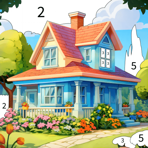 Play House Color - Paint by number online on now.gg